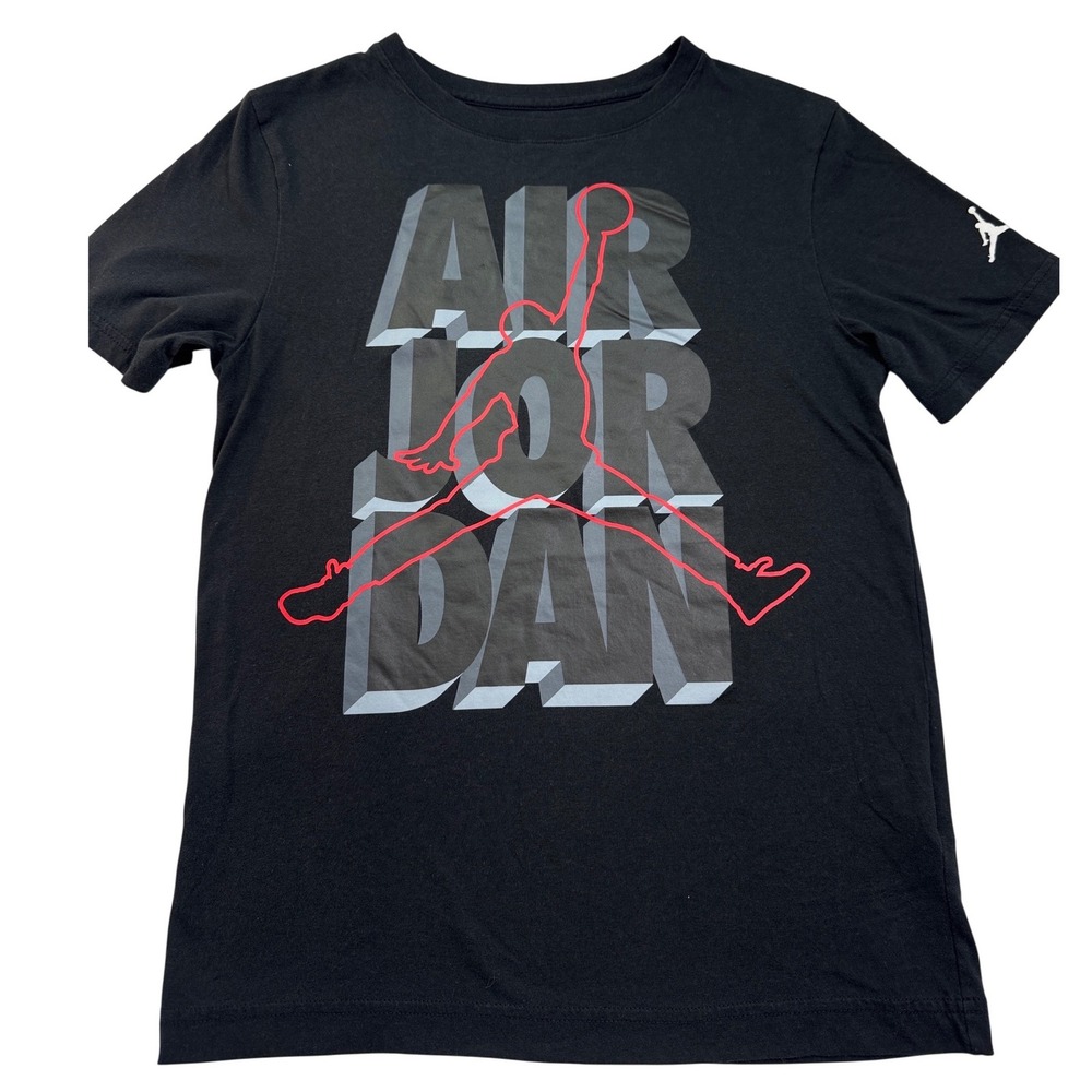 Jordan Boys Air Jordan Jumpman Graphic T-Shirt Black Red Size Large 12-13 YRS